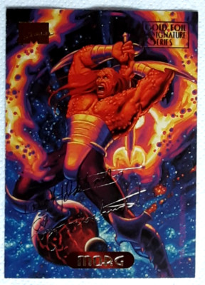 1994 Marvel Masterpieces Gold Signature Card 80 MORG. Gratis nagelneuer Toplader.