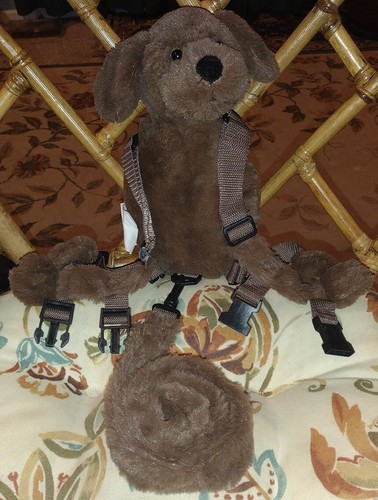 Eddie Bauer Puppy Dog Toddler Child Backpack Harness Safety Leash Plush Brown (K
