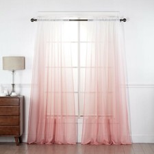 EHP 2 Piece Ombre Sheer Curtains Rod Pocket Voile, Sheer Window Treatments