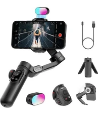 Professional Gimbal Stabilizer For Smartphone RGB Magnetic Refill Light Black
