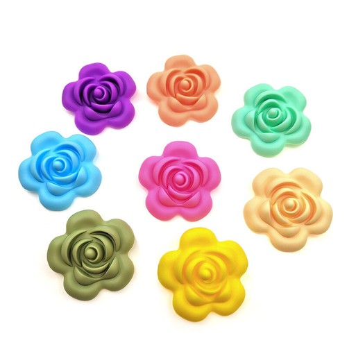 10 Pcs Flower Rose Shape Silicone Jewellery Beads DIY Crafts Food Grade Quality - Picture 4 of 17
