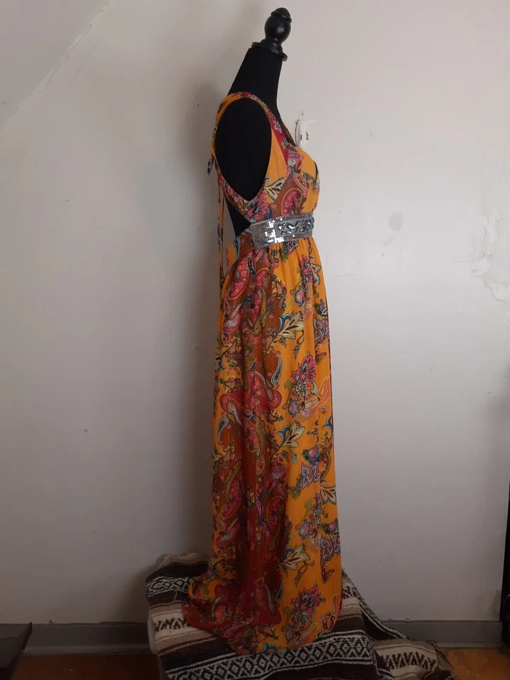 Arden B макси платье средний винтажный Y2K блестками пейсли многоцветный богемное цветочный  - Изображение 3 из 4