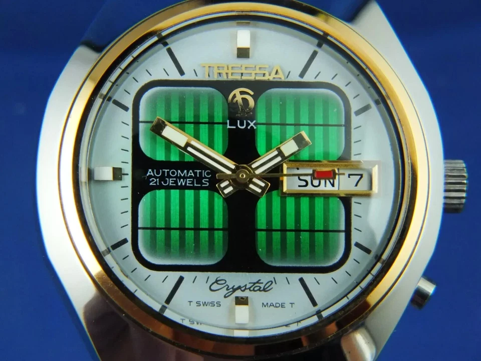 Reloj Automático Tressa Lux Cristal Vintage Retro Suizo Años 70 Nuevo de Lote Antiguo Cal AS 5206 Foto 3 de 4