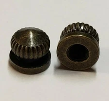 SET OF 2 ANTIQUE BRASS KNURLED ACORN NUTS TAP 8/32F HEIGHT 5/16" NEW 55295J