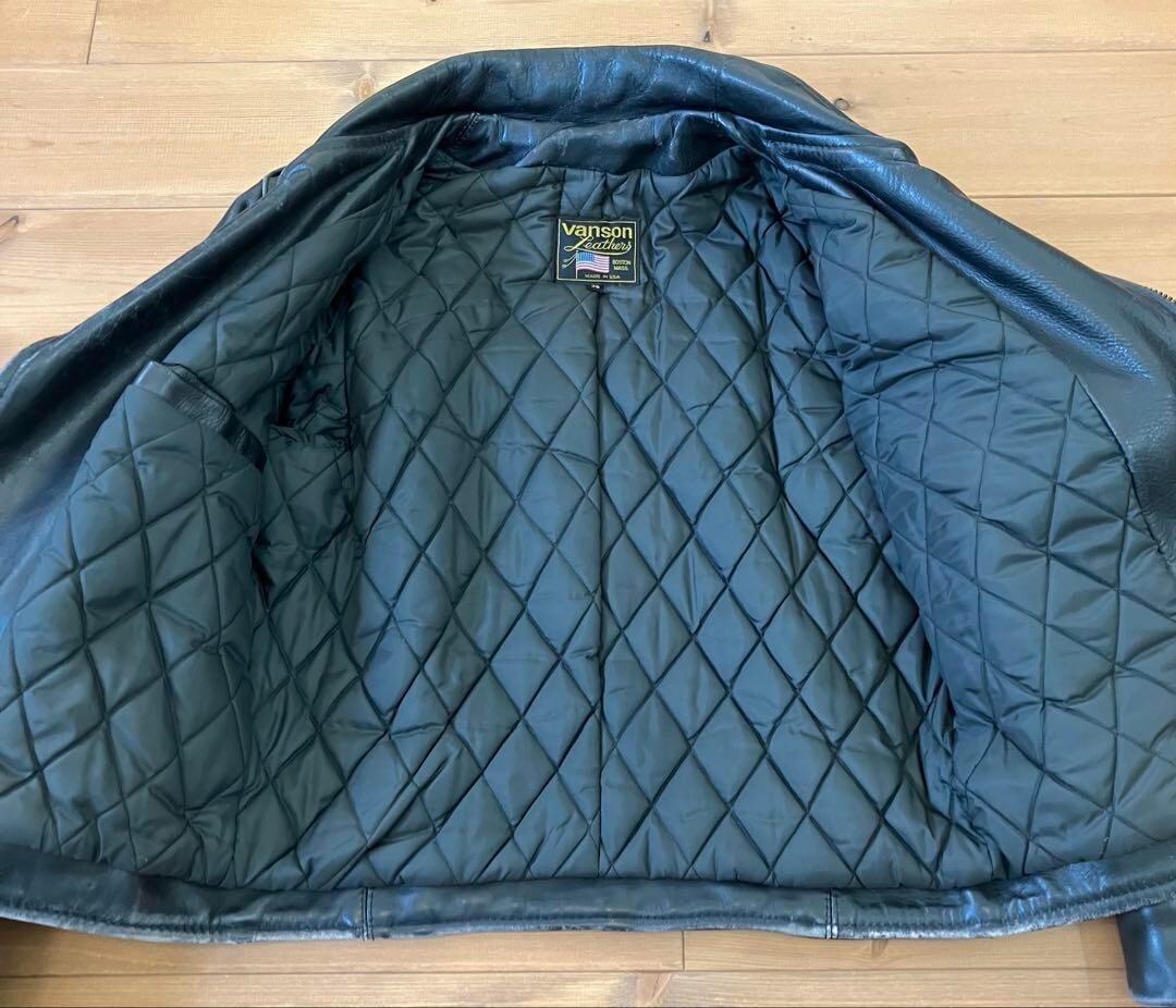 VANSON RIDERS JACKET DOUBLE Size M (36) LEATHER Black From