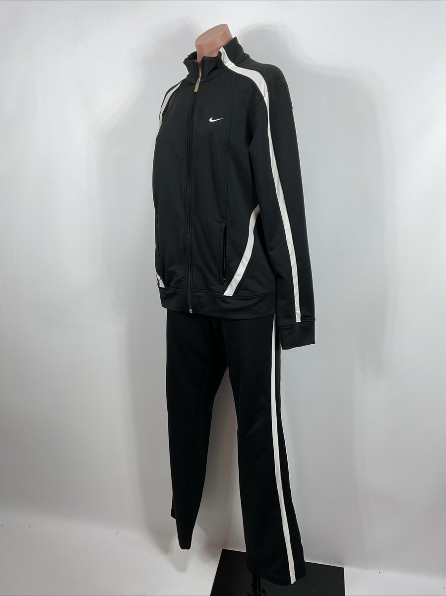 Nike Track Suit Vintage Y2K Womens L Black White Fit Dry