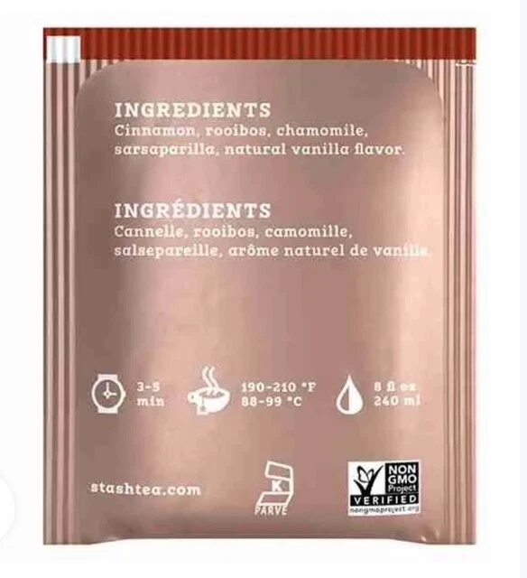 3 paquetes de bolsas de té negras Stash canela vainilla - 54 unidades Foto 4 de 4