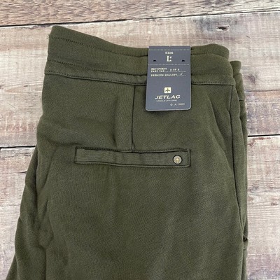 NEW Jet Lag Pants Men's L Zip Off 100% Cotton Relaxed Travel Outdoor Olive Green