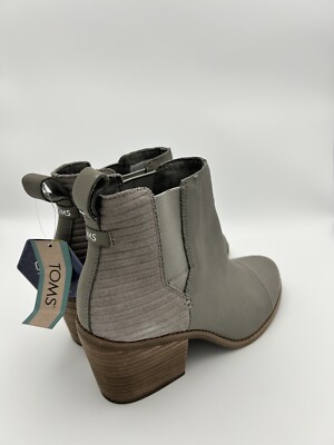 TOMS Everly Ankle Heel Bootie Womens Size 8.5 Cement Grey Boots New without Box