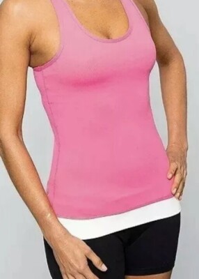 Cozy Orange Libra Yoga ECO Activewear Tank Paradise Pink and White Size S New