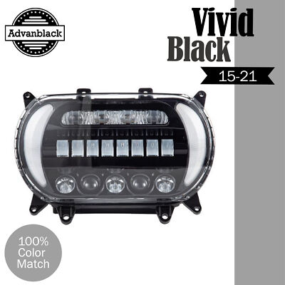 Advan Vivid Black ''ATTACK'' LED Headlight Fits 2015-2021 Harley Road Glide FLTR
