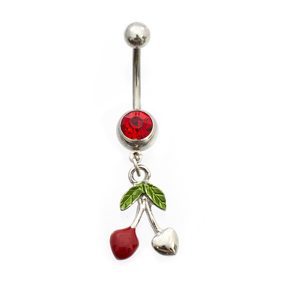 LuxeModz 3-Pack Navel Rings – Cherry & CZ Designs, 14g (1.6mm), Perfect For Belly Ring Collections