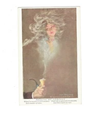 SE1424  ART.SIGNED  DEWAY , SMOKE SERIE WOMAN  APPEARS IN PUFF COL PRINTED