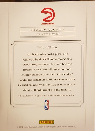 2011-12 STACEY AUGMON Panini Past & Present Elusive Ink SA - Picture 2 of 2