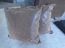 Faux Tooled Leather Set/2- 26" throw pillows sofa chair couch USA MADE