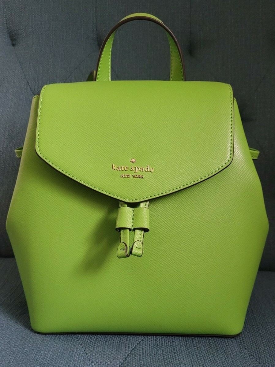 Kate Spade New York Lizzie Medium Flap Backpack Forest Green Saffiano Leather New Kate Spade Lizzie Saffiano Leather Medium Flap Backpack  main image 4