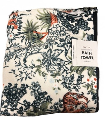 Envogue Tiger, Birds and Floral Design Cotton Velour Soft Bath Towel Set of 2