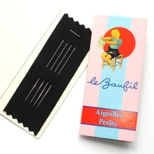 SAJOU French Beading Needles - 4  #10 -  Blue Booklet