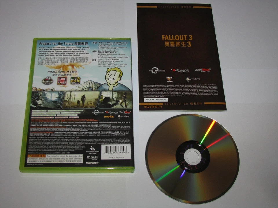 Fallout 3 (NTSC-J region locked, English/Chinese) XBox 360 Asia import US Seller - Image 2 of 4