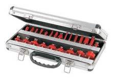 Coffret de 24 fraises à défoncer 1/4" pour défonceuse - valise métal