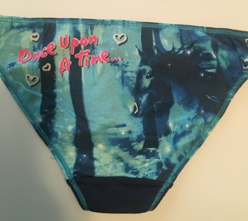 Girls Blue Bikini Panties Size XS Hearts Horse Once Upon a Time Back Graphic NWT - Picture 11 of 12