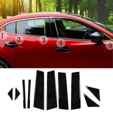 Fit For Mazda 3 Axela 2014-2018 Door Trim Cover Kit Gloss Black Pillar Posts