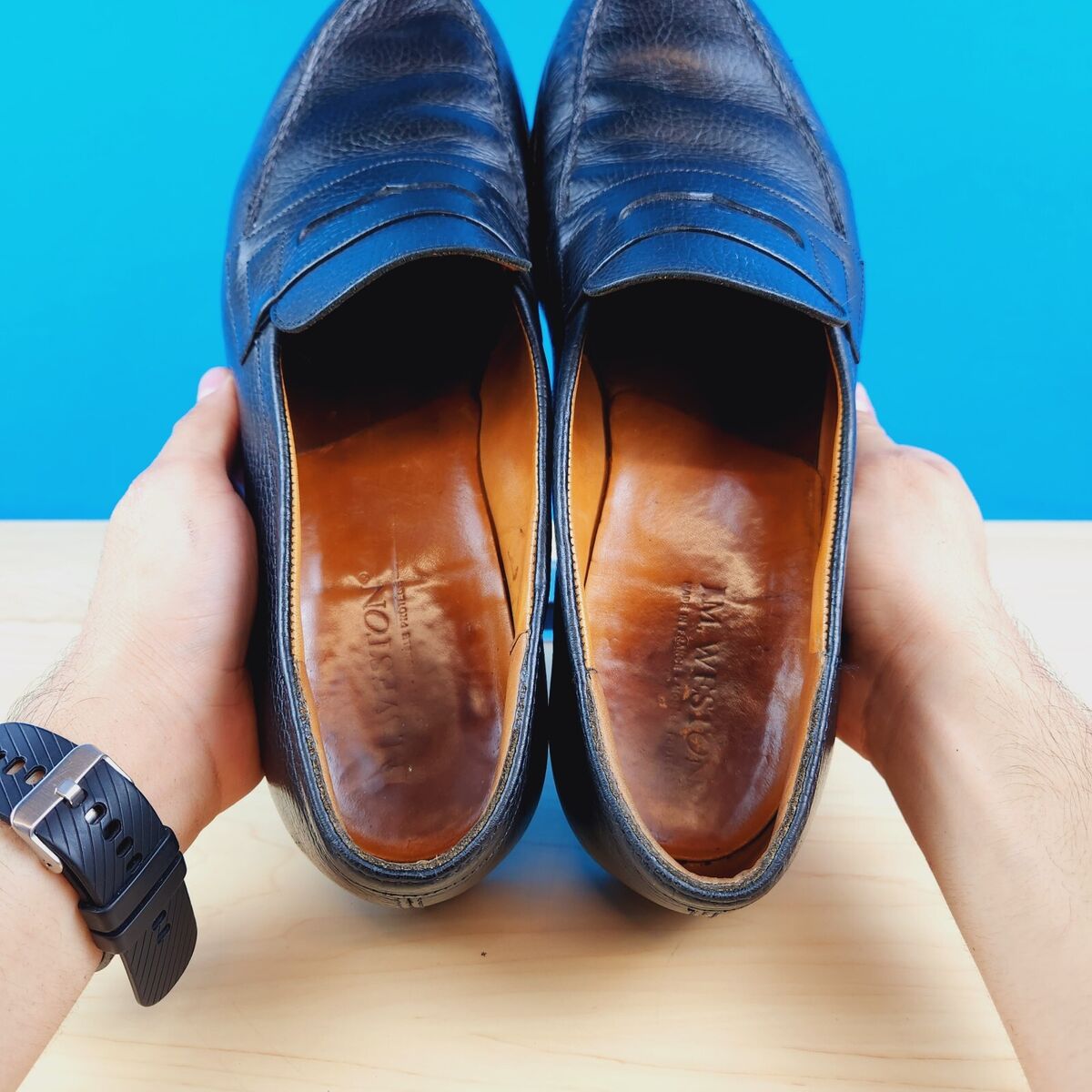 J.M. Weston 180 Black Pebbled leather Penny Loafers Dress J.M. Weston 180 Black Pebbled leather Penny Loafers Dress