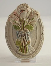 ANTIQUE THREE ROSES BOUQUET GARDEN FLOWERS CAST IRON DOORKNOCKER Ca. 1920's