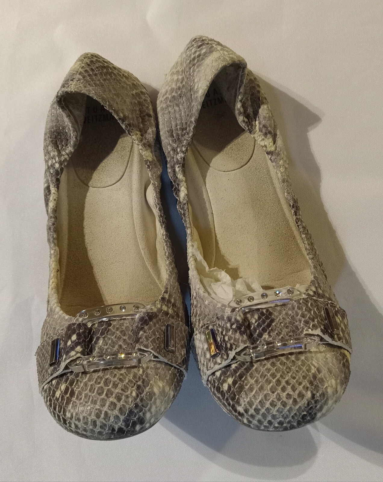 Stuart Weitzman Women's Lucid Python-Print Flats … - image 1