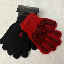 New 2 Sets Jordan Boys Mittens/Gloves Boys Size 8/20 Black/Red