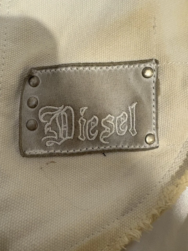 Bandolera Bandolera vintage Y2k Deisel rara plegable blanca plateada herrajes como está Foto 2 de 4