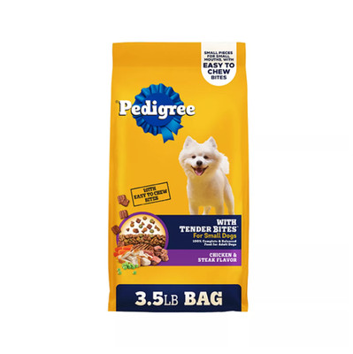 NWT Pedigree Tender Bites Small Breed Dry Dog Food Chicken Steak 3.5 lb Adult