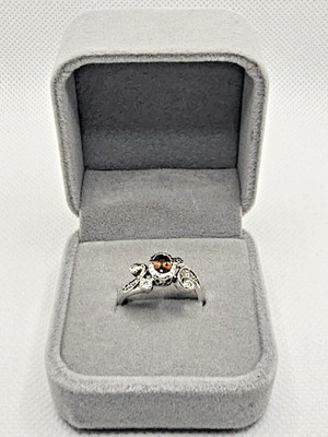 Ring 9 kt Weißgold Rauchquarz & Diamant Größe N