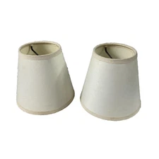 Pair Clip On Lamp Shades Small Accent Chandelier Sconce Classic Fabric 4.75 Inch