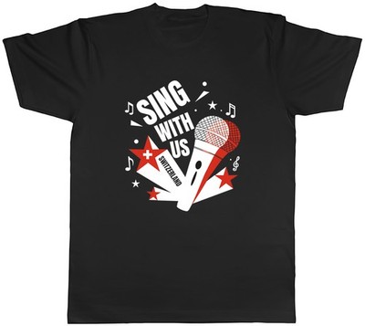 Schweiz Musik Sing mit uns Note Karaoke Herren T-Shirt Tee Geschenk Top