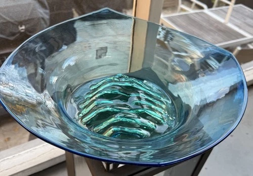 VINTAGE BLENKO GLASS BIG SKY MOUNTAINS BOWL DON SHEPHERD SPECIALTY LINE 15" Diam