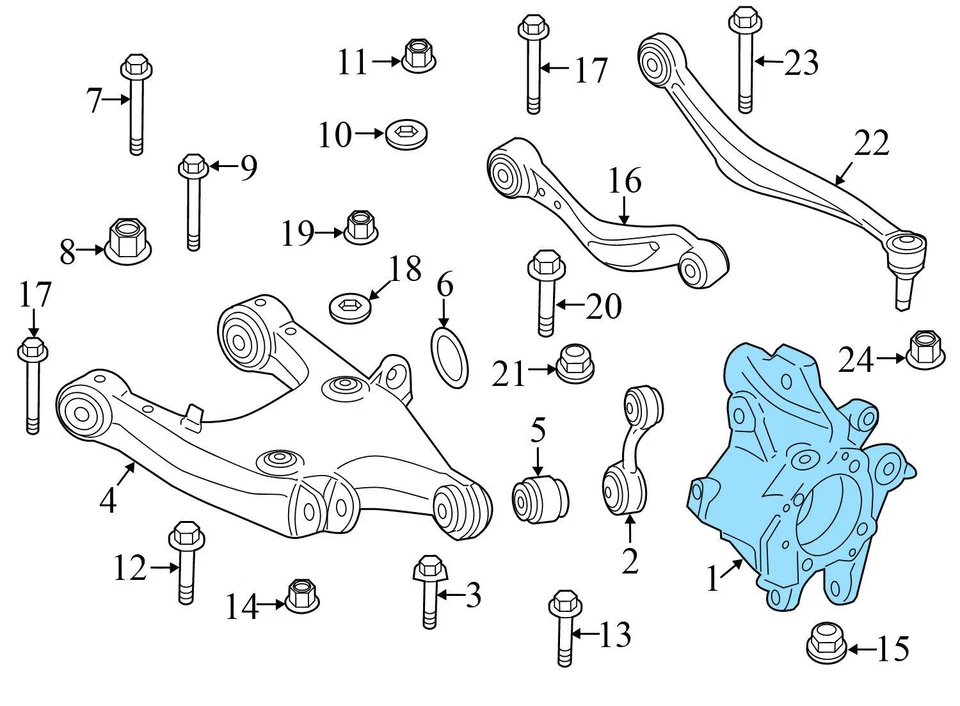 2014-2016 BMW 535D XDRIVE - REAR Right Spindle Knuckle W/ Wheel Bearing - Image 3 of 4