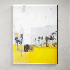 Original Art Mixed Media Collage on Art Paper. 11x14 Inches. 'Tropics in Yellow'