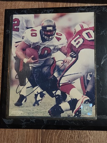 Mike Alstott signed Autogramm Tampa Bay Karten mit Plakette - Bild 2 von 4