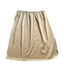 Secret Treasures Beige All Nylon Half Slip Skirt Size S/M Lace Trim  Side Slit