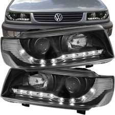 Scheinwerfer Set Schwarz f&uuml;r VW Passat 35i B4 1993&ndash;1997 LED Standlichtleiste