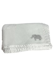 Carter's White Minky Baby Blanket W/ Satin Trim Grey Elephant Lovey