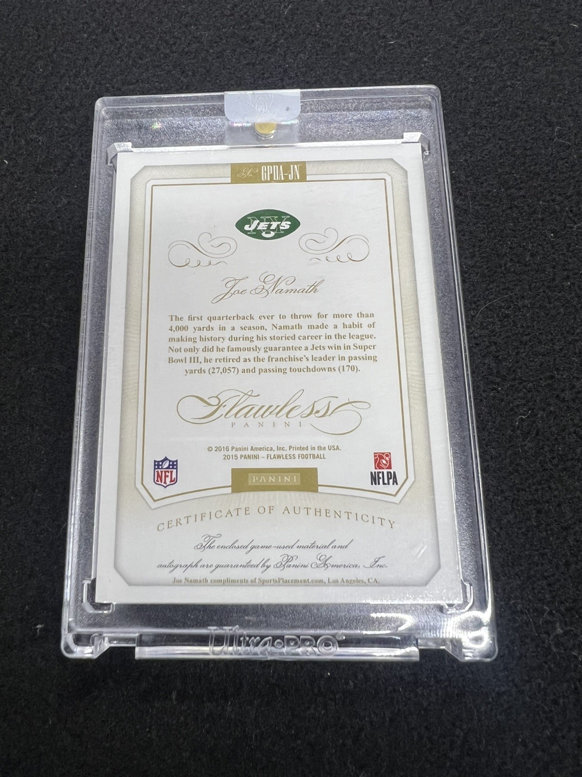 2015 Joe Namath Flawless Auto Dual Patch Card 12/15 Jersey Number Rare! view 2