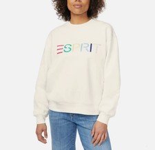Esprit Embroidered Logo Crewneck Sweatshirt Cream Retro , L