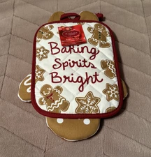 St. Nicholas Square Gingerbread Man Oven Mitt & Pot Holder Set ~ NWT!