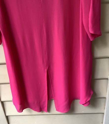 Taking Shape Tunic Top Split Front NWT $120 Bright Pink Chiffon 14 L Double Laye - Picture 4 of 10