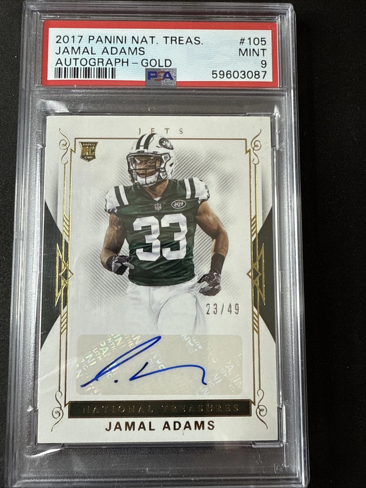 Jamal Adams Panini National Treasures #105 Autograph-Gold