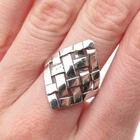 925 Sterling Silver Vintage Modernist Woven Ring Size 8