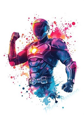 Poster Superheld Comics Aquarell Splash Kunstdruck Dekoration A4 8370