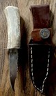 DEER ANTLER KNIFE LEATHER SHEATH Real REMINGTON 20 GA Bullet Snap Handcrafted 7” — photo 1